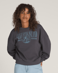 Retro Isle Graphic Crew Sweatshirt in Asphalt Grey | Vans outlet