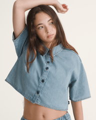 Wren Denim Button Up Shirt in Stonewash Blue | Vans sale