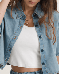 Wren Denim Button Up Shirt in Stonewash Blue | Vans sale