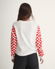 Checkerboard Long Sleeve Shirt in Marshmallow White / Red | Vans discount