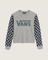 Checkerboard Long Sleeve Shirt in Heather Grey / Navy Blue | Vans outlet