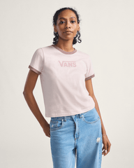 Drop V Ringer T-Shirt in Sepia Rose Pink | Vans sale