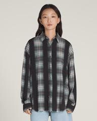 Gillian Plaid Button Up Shirt in Black / Grey / Blue | Vans online