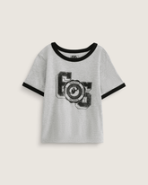 Campus Tour Ringer T-Shirt in Heather Grey / Black | Vans online