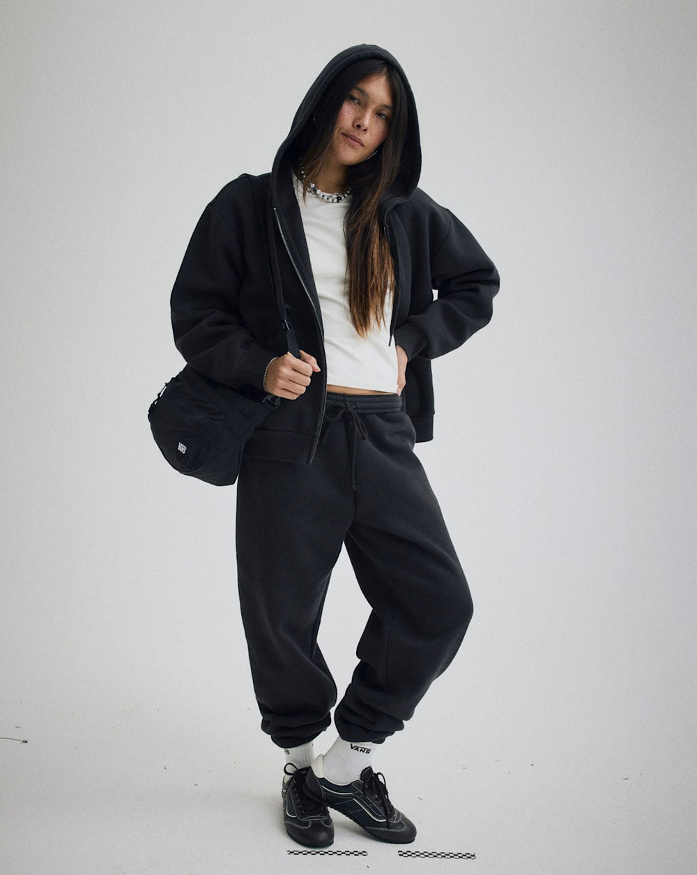 Salton Fleece Jogger Pants in Black | Vans sale
