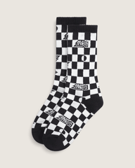 Kids Checkerboard Ticker Crew Socks in Black | Vans outlet