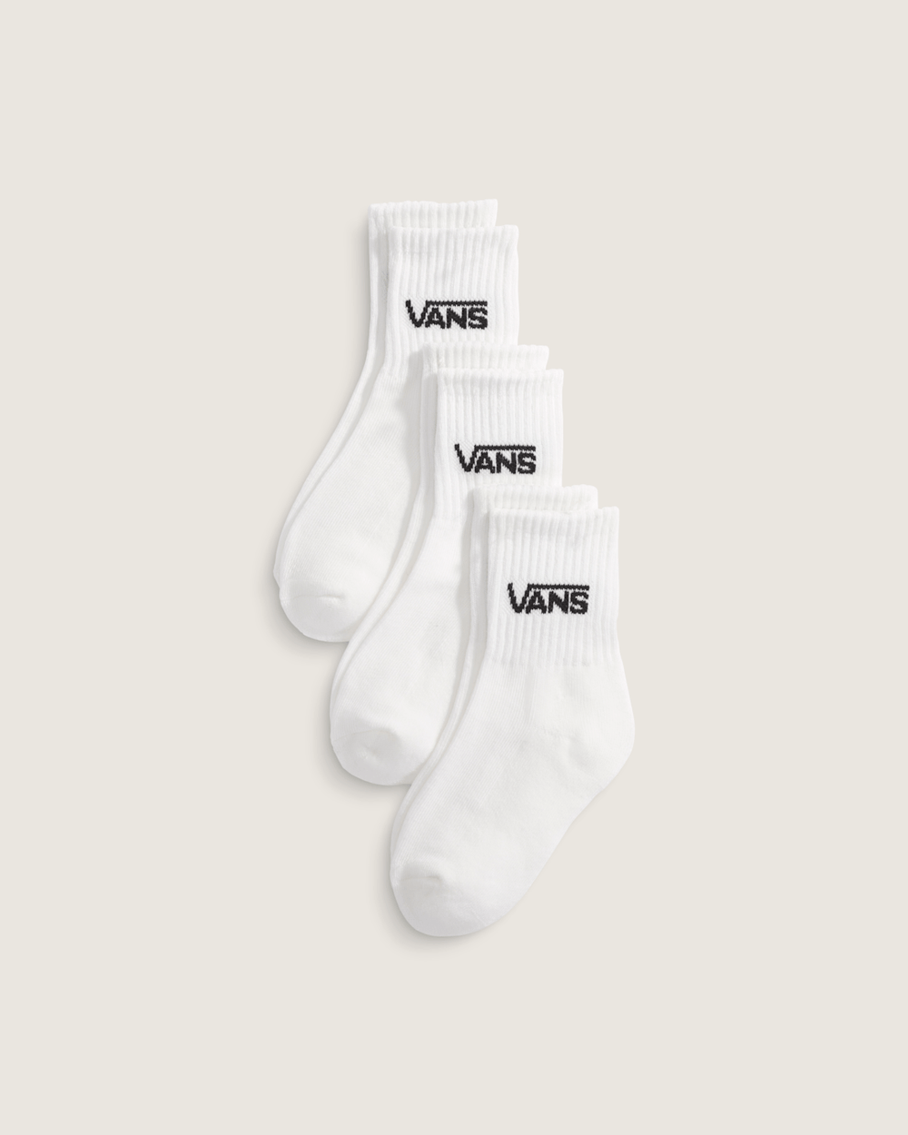 Kids Classic Crew Socks 3-Pack in White | Vans outlet