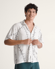 Van Doren Printed Camp Button Up Shirt in White | Vans near me