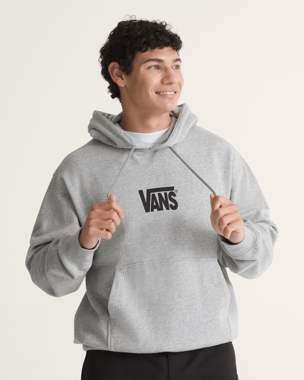 Stretch Logo Pullover Hoodie in Cement Heather Grey | Vans on sale