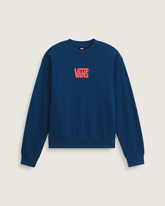 Stretch Logo Crew Sweatshirt in Deep Indig Blue / Flame Red | Vans online