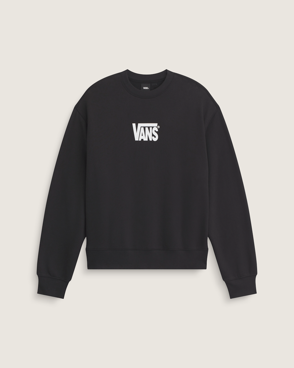 Stretch Logo Crew Sweatshirt in Black / White | Vans on sale