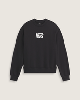 Stretch Logo Crew Sweatshirt in Black / White | Vans on sale
