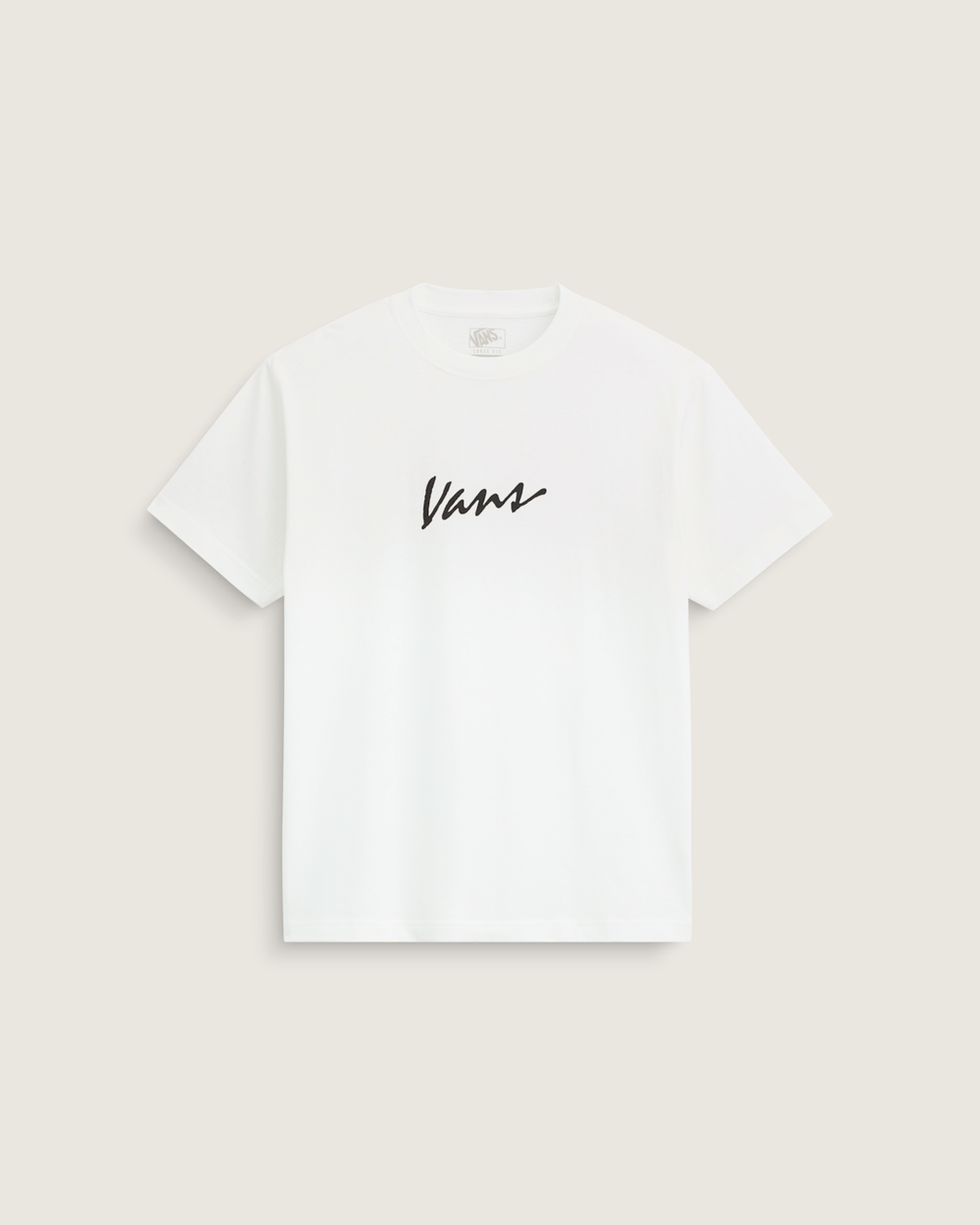 Classic Script T-Shirt in Marshmallow White / Black | Vans on sale