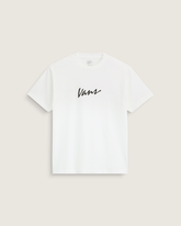 Classic Script T-Shirt in Marshmallow White / Black | Vans on sale