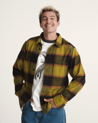 Larkspur Plaid Flannel Shirt in Burnt Gold Yellow / Black | Vans discount