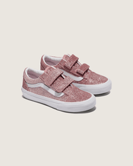 Little Kids Old Skool V Shoe in Glitter Rose Gold Pink | Vans on sale
