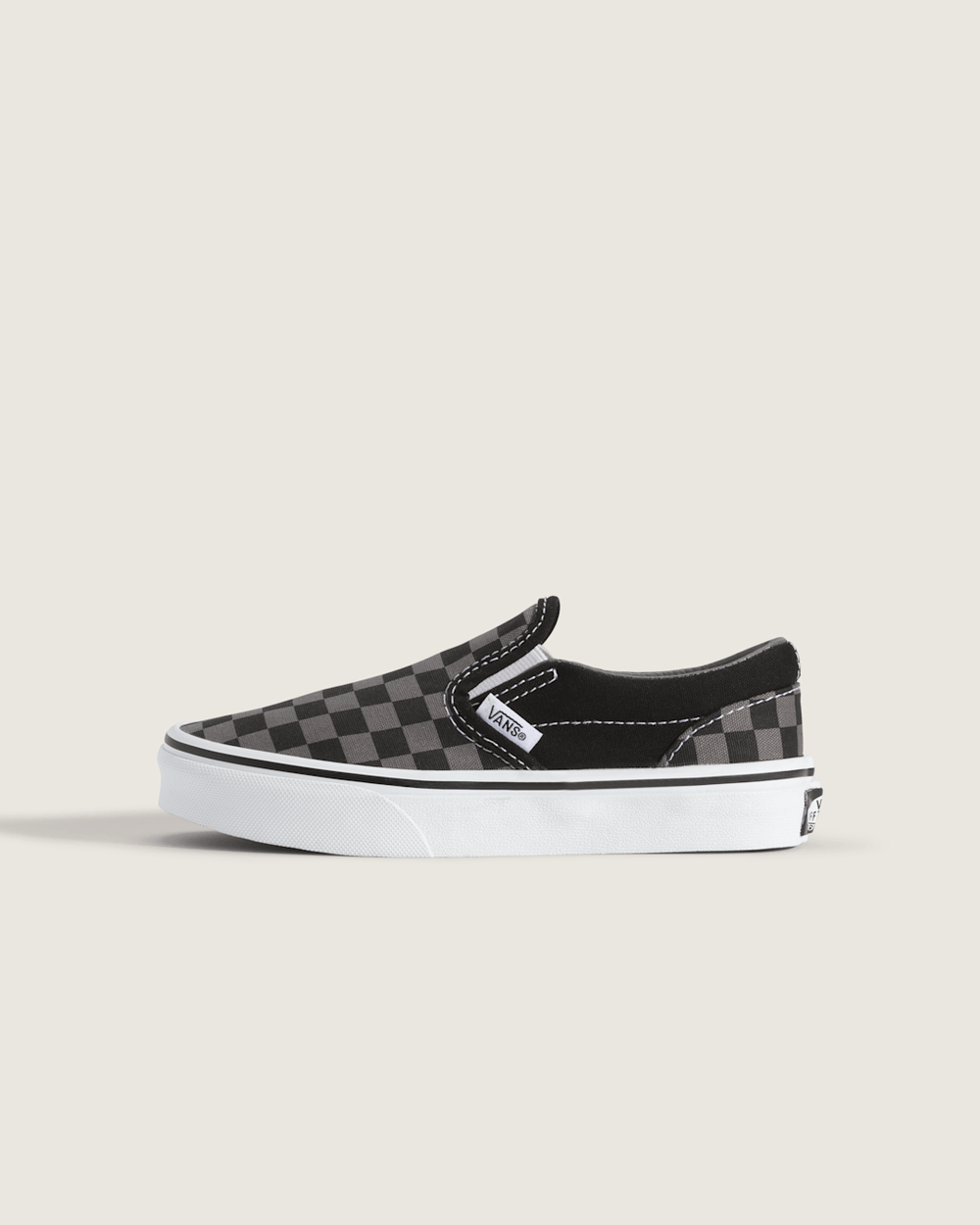 Kids Classic Checkerboard Slip-On Black/Pewter Shoes | Vans on sale