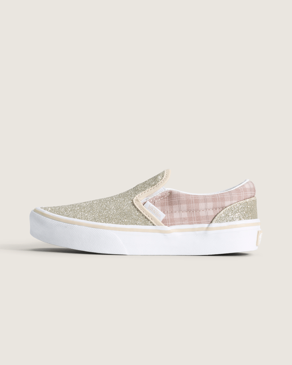 Little Kids Classic Slip-On Shoe in Glitter Plaid Incense | Vans near me