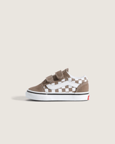 Toddler Old Skool V Checkerboard Shoe in Checkerboard Walnut Brown | Vans near me