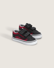 Toddler Old Skool V Shoe in Glitter Plaid Red / Black | Vans on sale