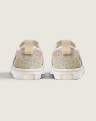 Toddler Classic Slip-On V Shoe in Glitter Plaid Incense Brown | Vans outlet