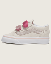 Toddler Old Skool V Shoe in Metallic Marshmallow White / Pink | Vans near me
