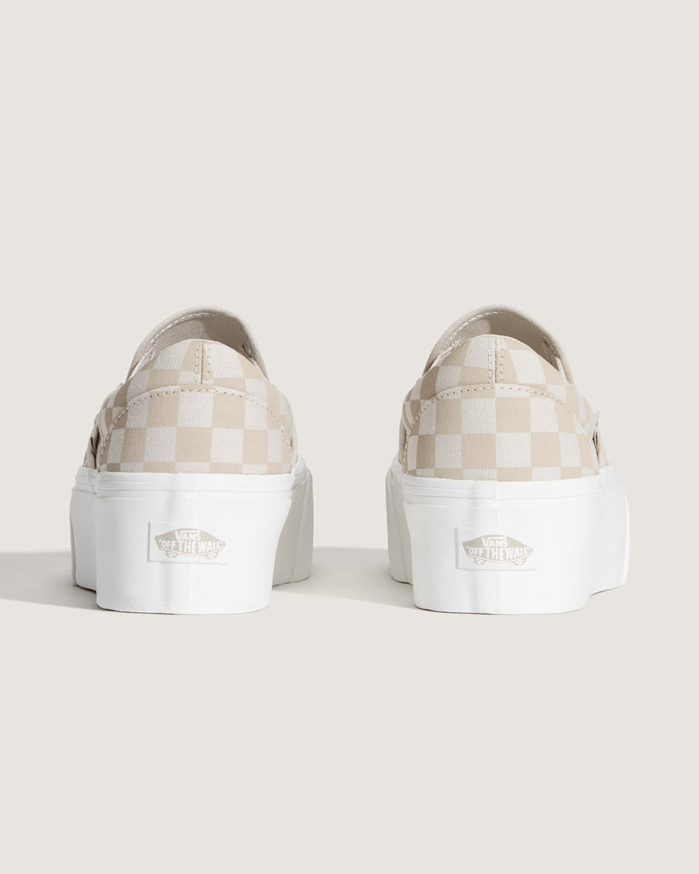 Classic Slip-On Platform Checkerboard Shoe in Checkerboard Mushroom Brown / Marshmallow White | Vans on sale