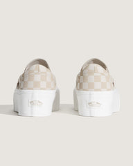 Classic Slip-On Platform Checkerboard Shoe in Checkerboard Mushroom Brown / Marshmallow White | Vans on sale