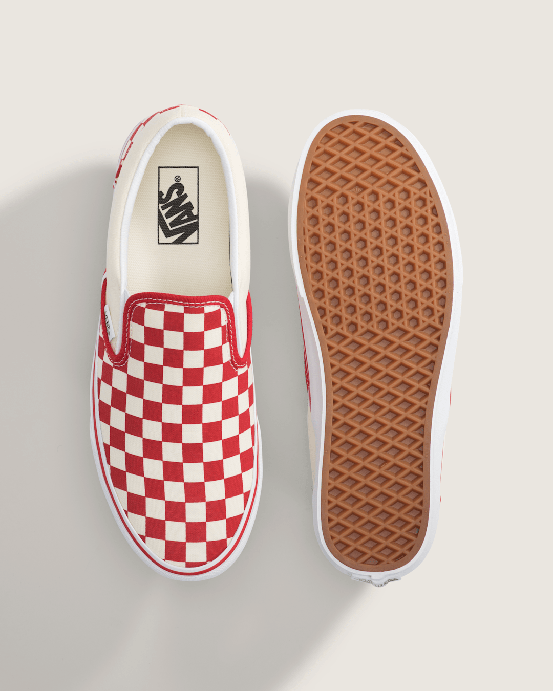 Classic Slip-On Checkerboard Shoe in Racing Red / White | Vans near me