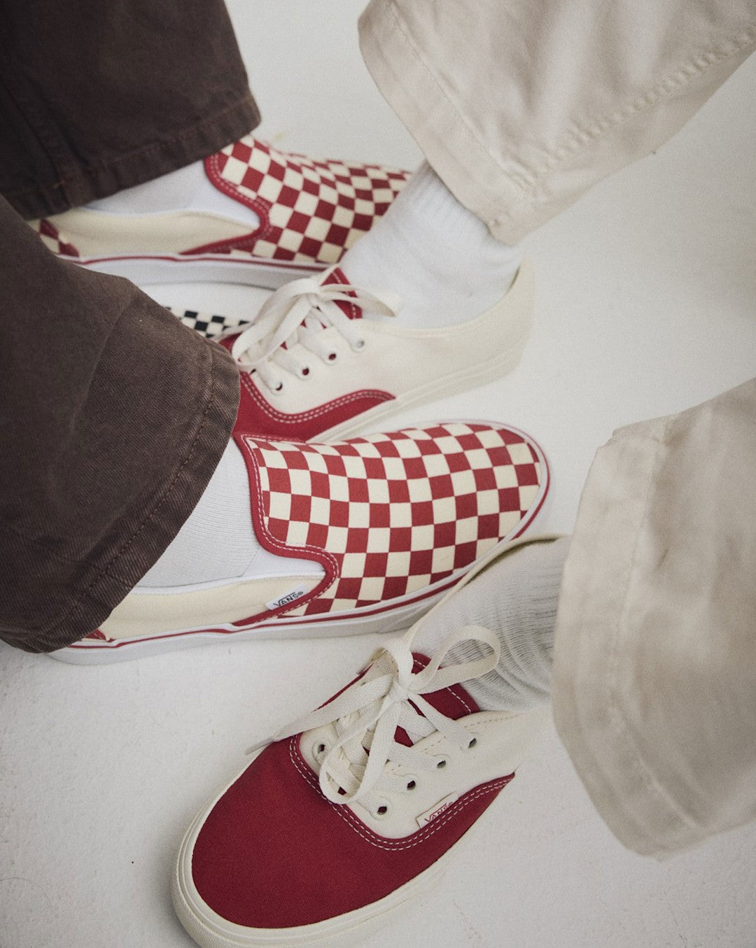 Classic Slip-On Checkerboard Shoe in Racing Red / White | Vans near me