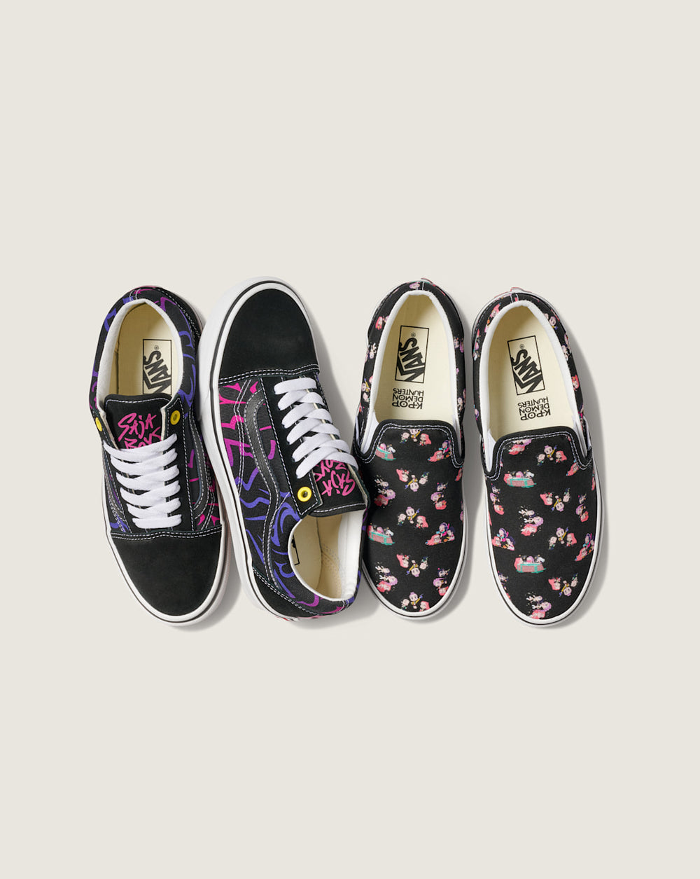 KPop Demon Hunters x Vans Classic Slip-On Shoe in Kpop Demon Hunters Black | Vans outlet
