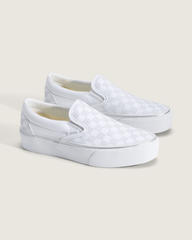Classic Slip-On Platform Checkerboard Shoe in Checkerboard Silver Grey | Vans outlet
