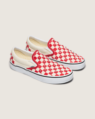 Classic Slip-On Checkerboard Shoe in Racing Red / White | Vans on sale