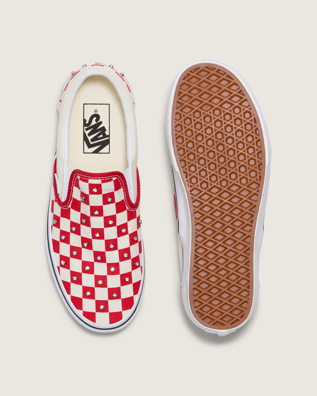 Classic Slip-On Checkerboard Shoe in Racing Red / White | Vans on sale
