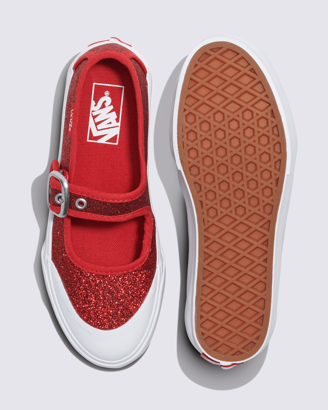 Little Kids Mary Jane Shoe in Glitter Red | Vans on sale