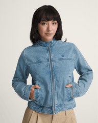 Premium Pomona Collarless Station Jacket in Stonewash Blue | Vans on sale