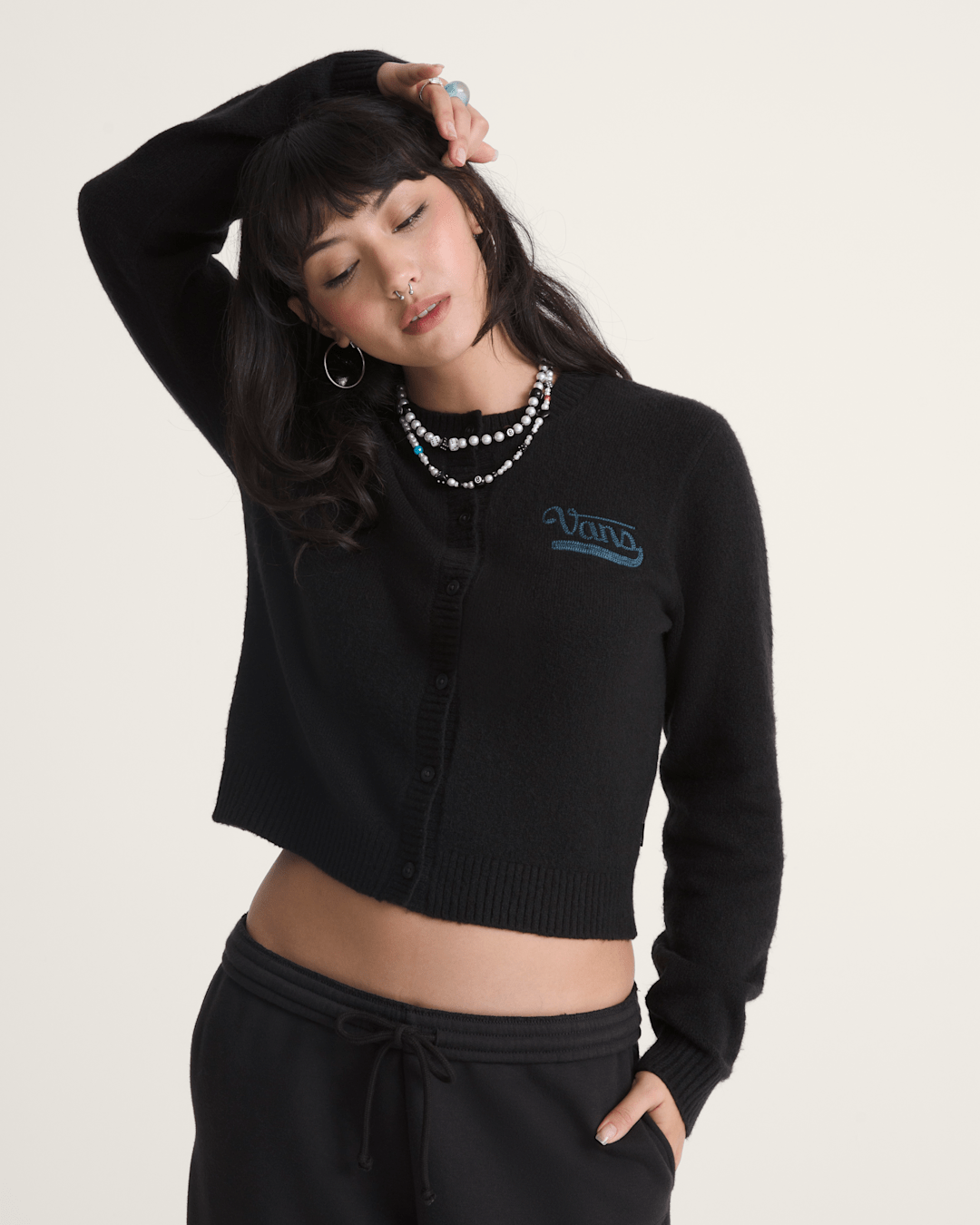 Dolly Chain Stitch Cardigan Sweater in Black | Vans outlet