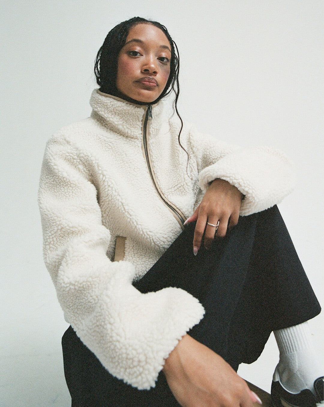 Misty Fog High Pile Jacket in Egret Beige | Vans discount