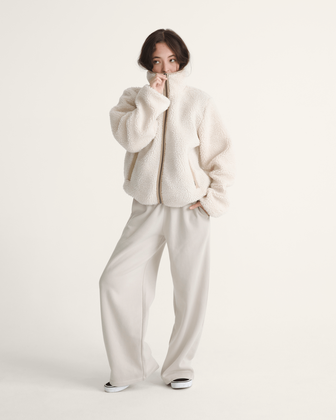 Misty Fog High Pile Jacket in Egret Beige | Vans discount