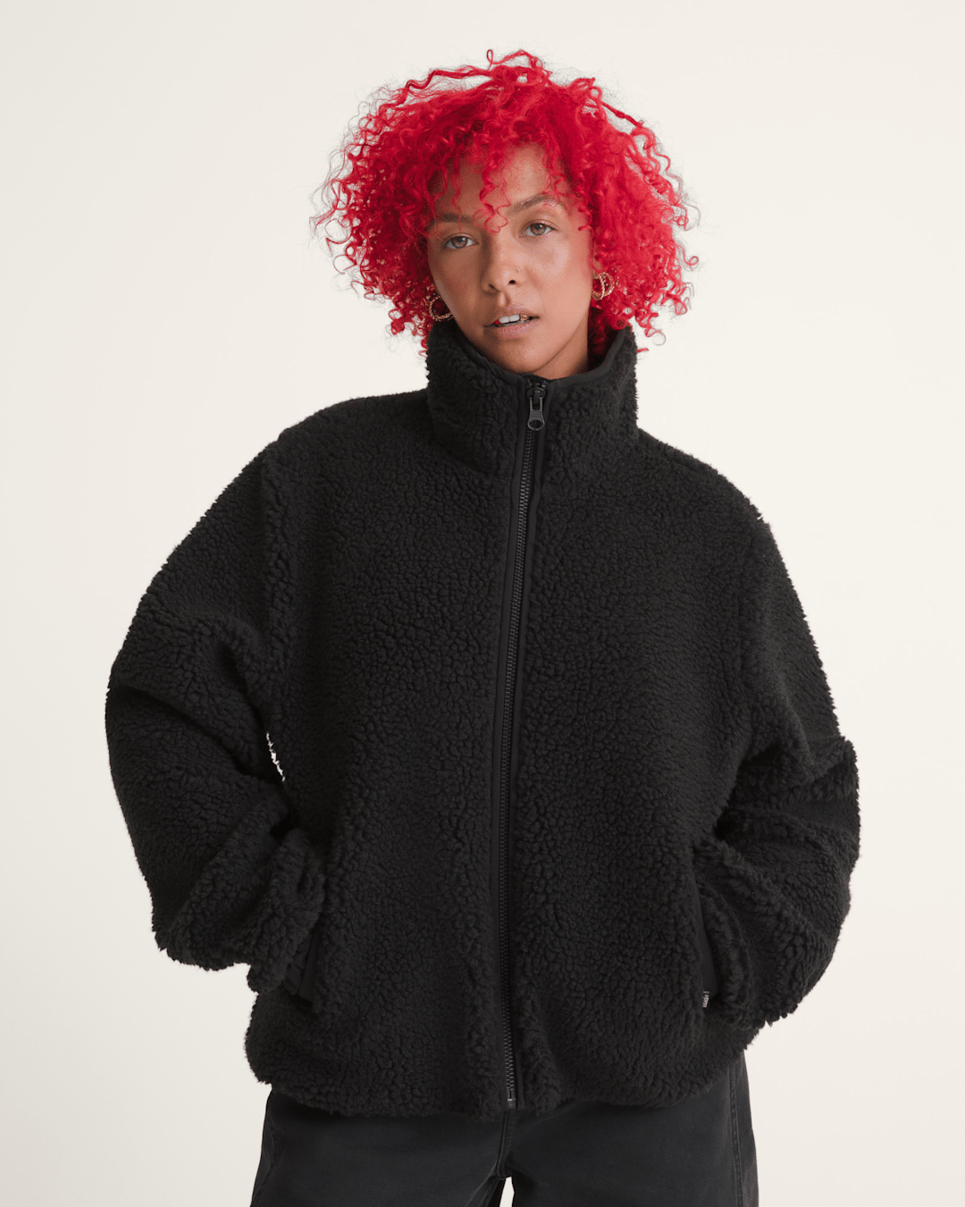 Misty Fog High Pile Jacket in Black | Vans outlet