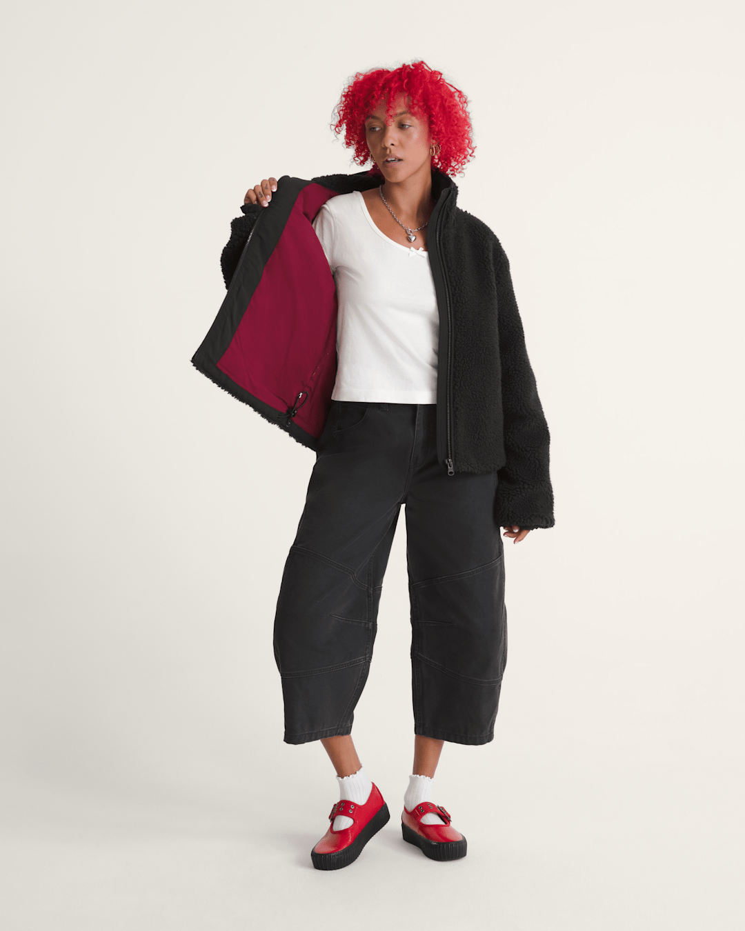 Misty Fog High Pile Jacket in Black | Vans outlet
