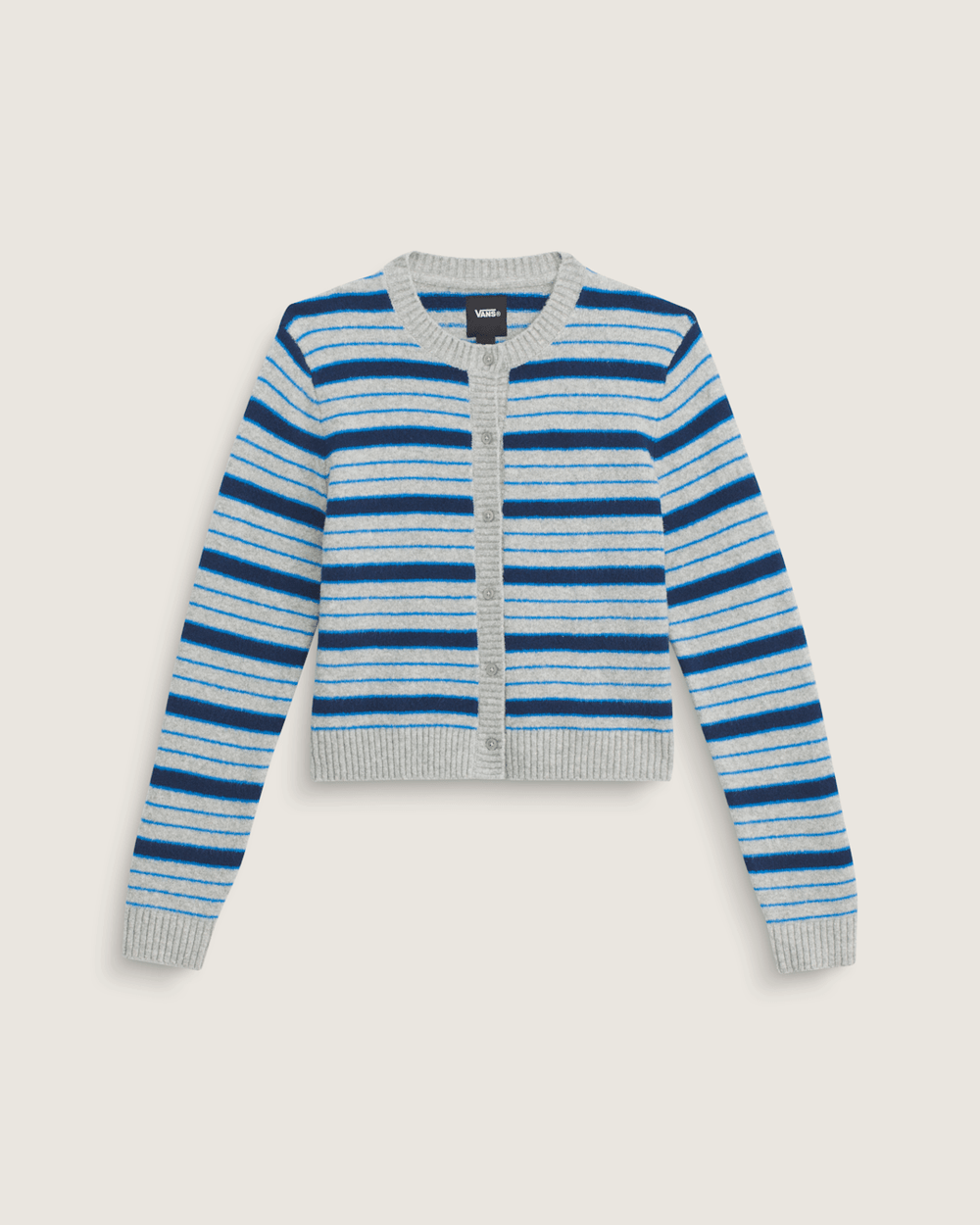 Premium Dolly Stripe Cardigan Sweater in Cement Heather Grey / Bright Azure Blue | Vans sale