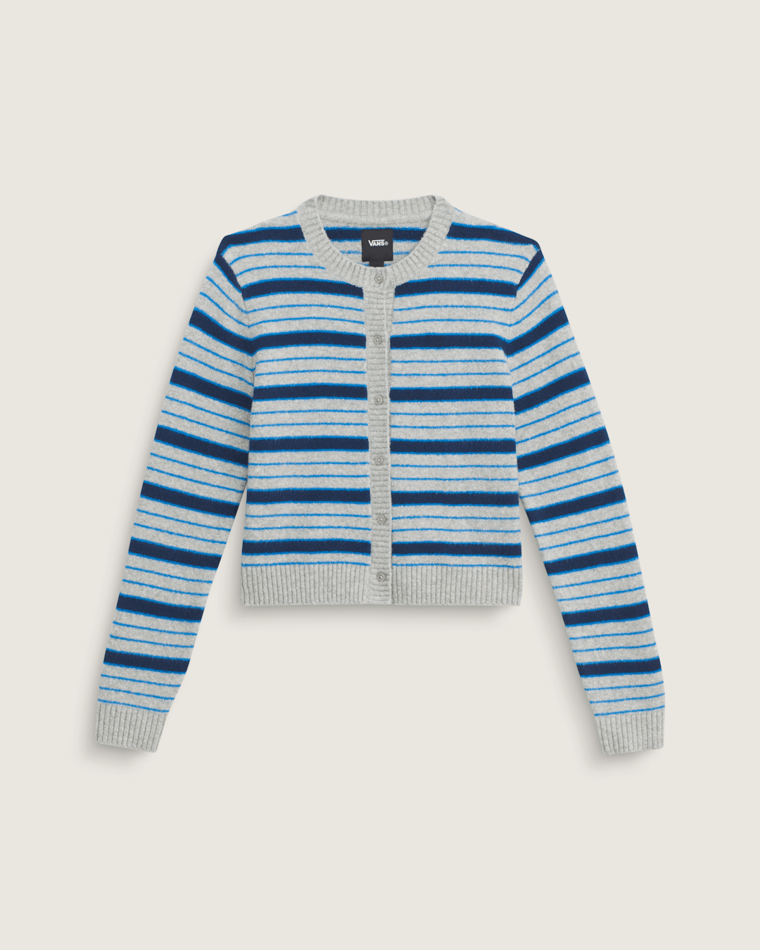 Premium Dolly Stripe Cardigan Sweater in Cement Heather Grey / Bright Azure Blue | Vans sale