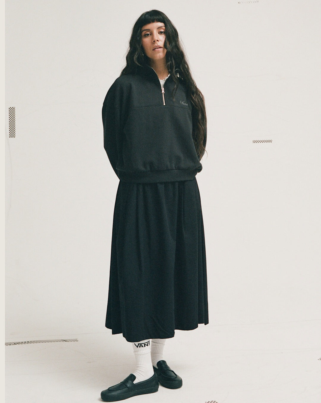 Script Logo Mock Neck Sweatshirt in Black | Vans online