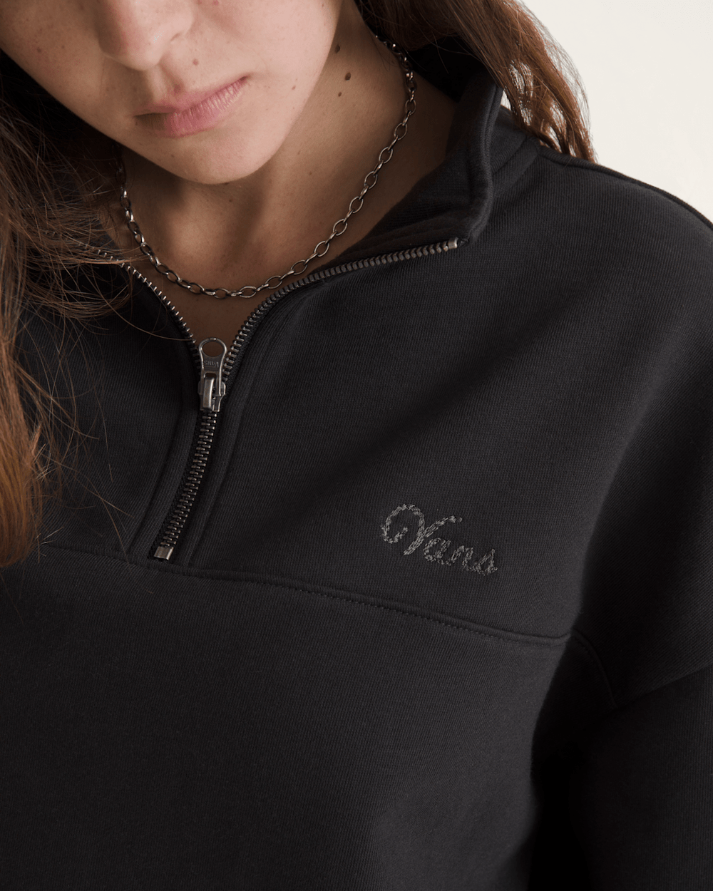 Script Logo Mock Neck Sweatshirt in Black | Vans online