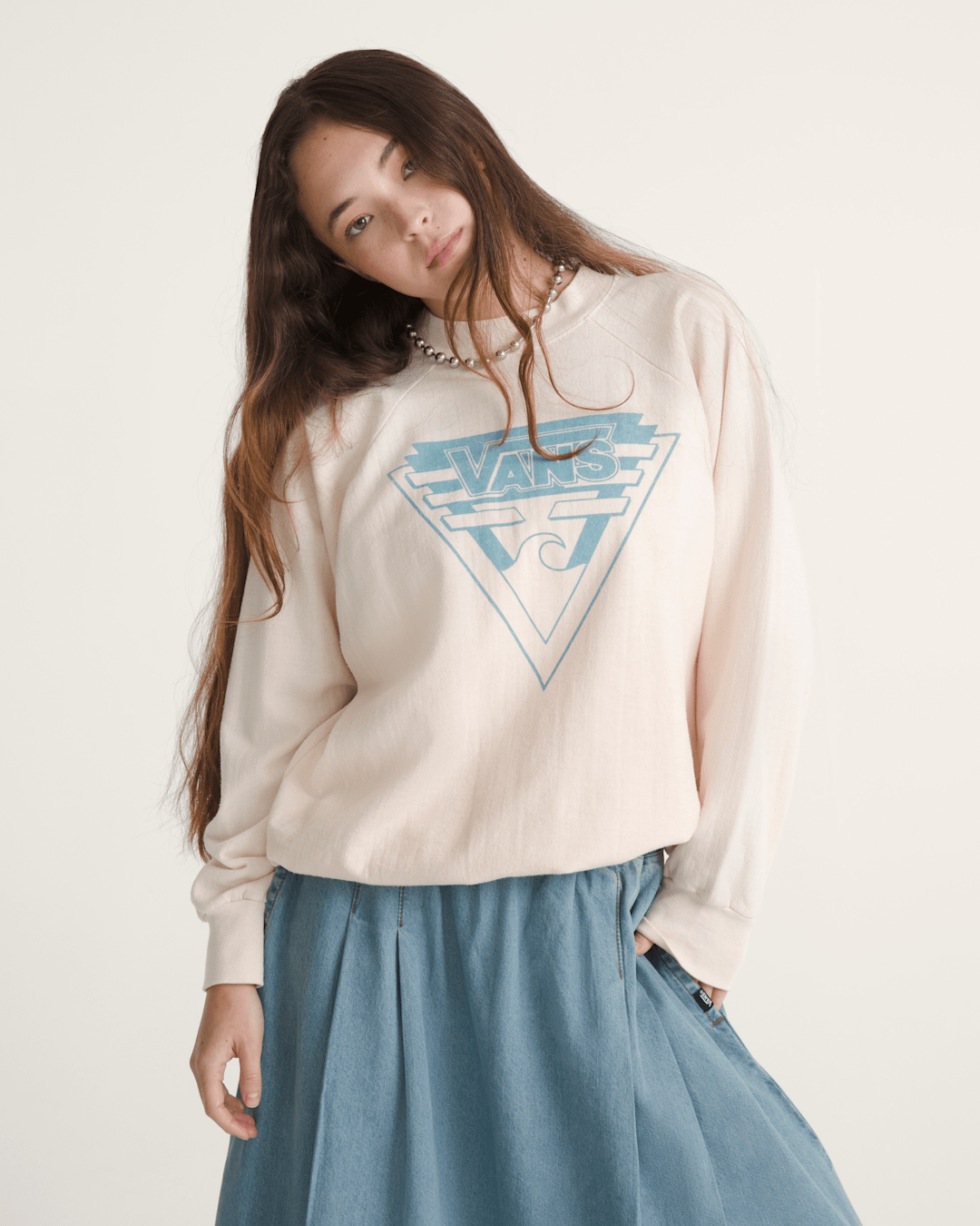 Waffle Shop Wave Blend Crewneck Sweatshirt in Marshmallow White | Vans sale