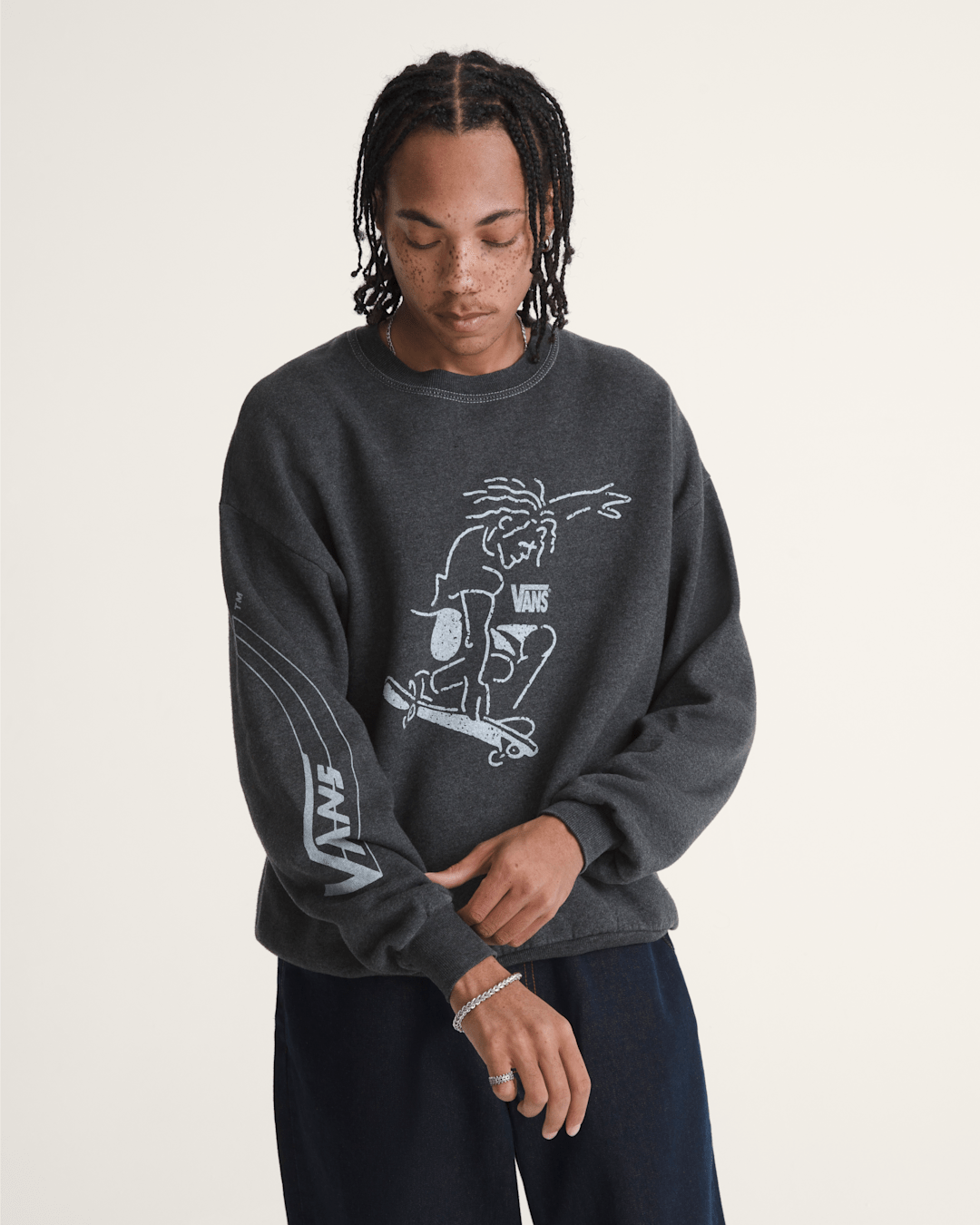 Waffle Shop Skate Crest Crewneck Sweatshirt in Charcoal Grey | Vans outlet