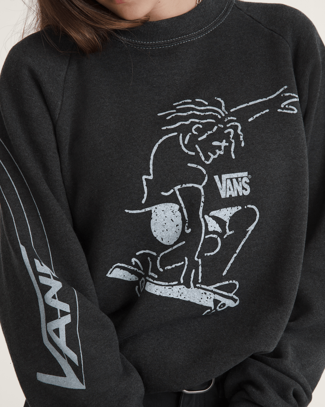 Waffle Shop Skate Crest Crewneck Sweatshirt in Charcoal Grey | Vans outlet