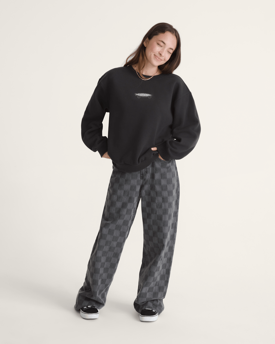 Salton Pearls Crew Sweatshirt in Black | Vans online