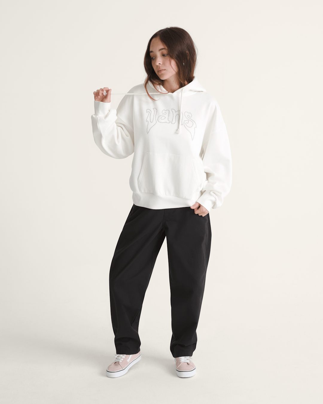 Pearls Logo Retro Pullover Sweatshirt in Marshmallow White | Vans near me